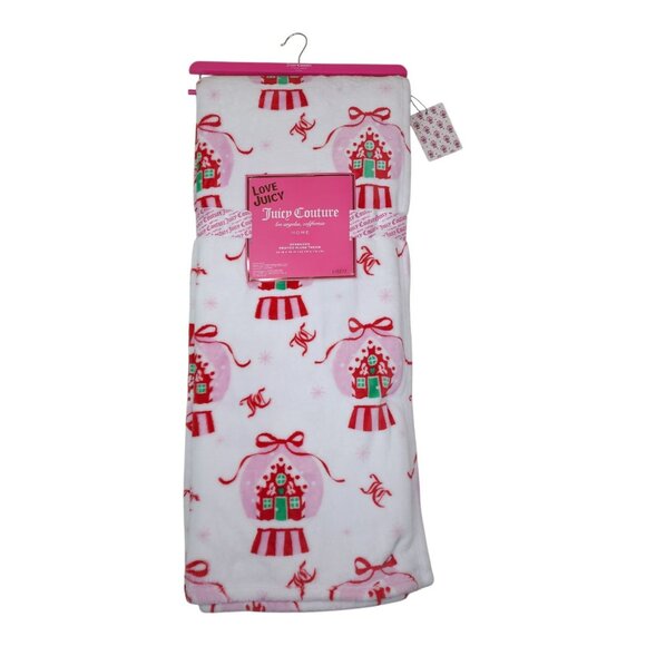 Love Juicy Couture Holiday Snow Globe Oversized Plush Throw Blanket 60x70" - Picture 7 of 7